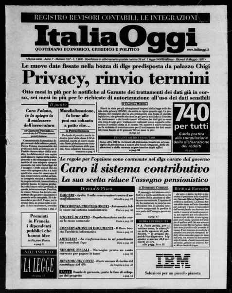 Italia oggi : quotidiano di economia finanza e politica